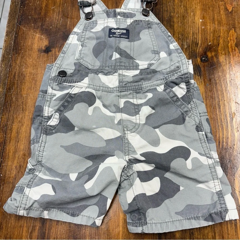 Osh Kosh Gray Camo Overalls‎ Size 18 Months